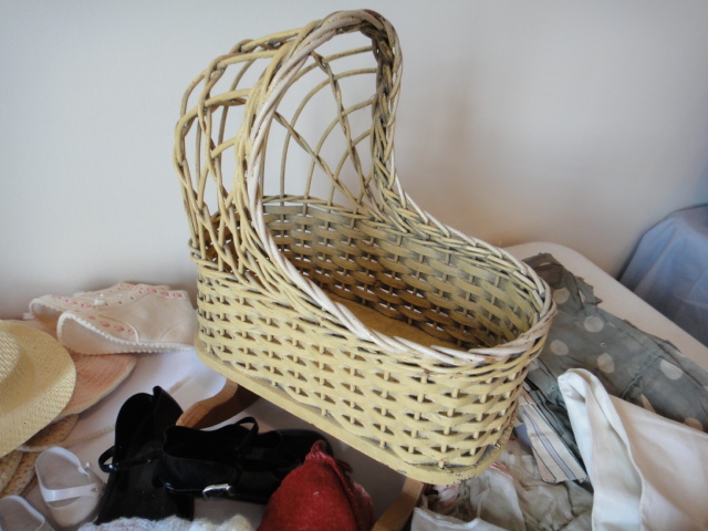 Vintage Winsum Doll Bed and Vintage Doll Cloths