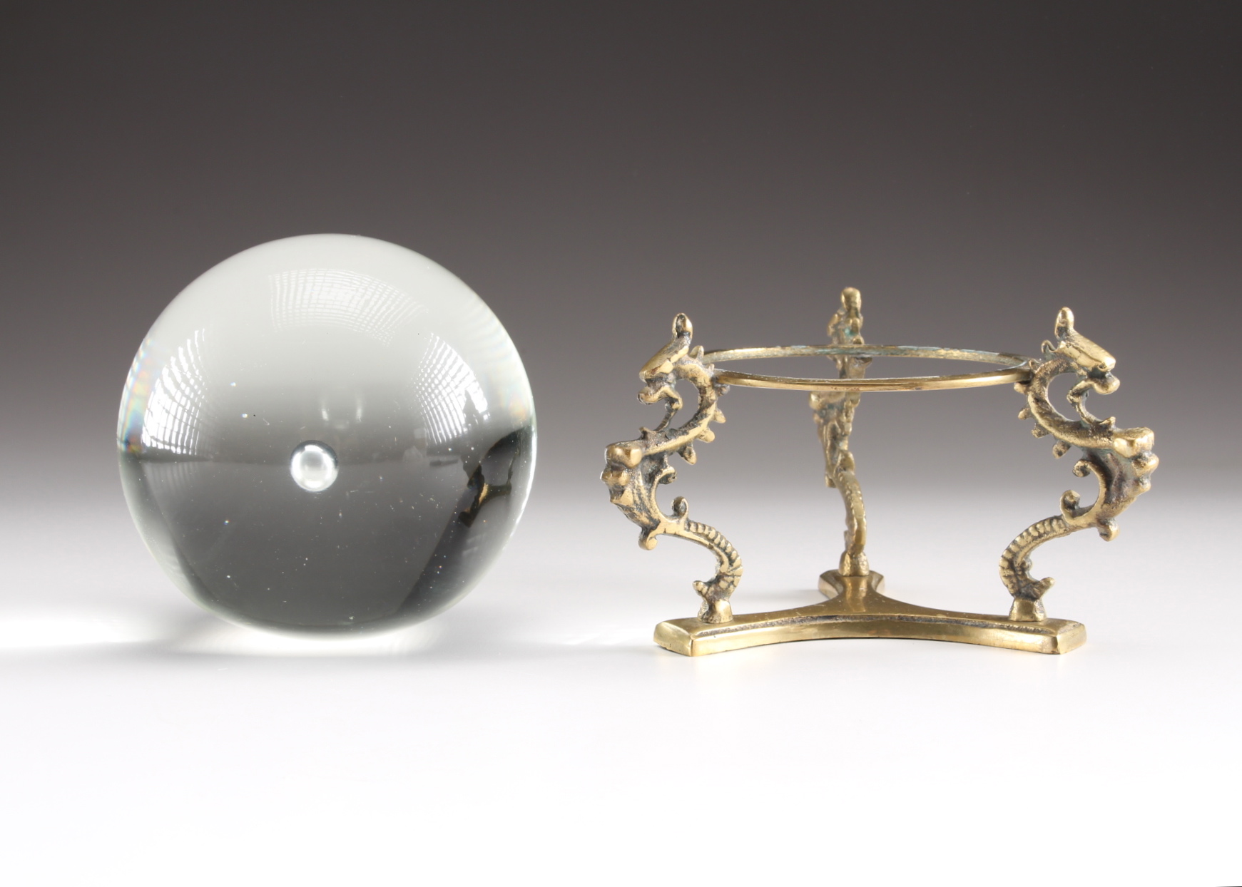 Crystal Ball on Brass Dragon Stand
