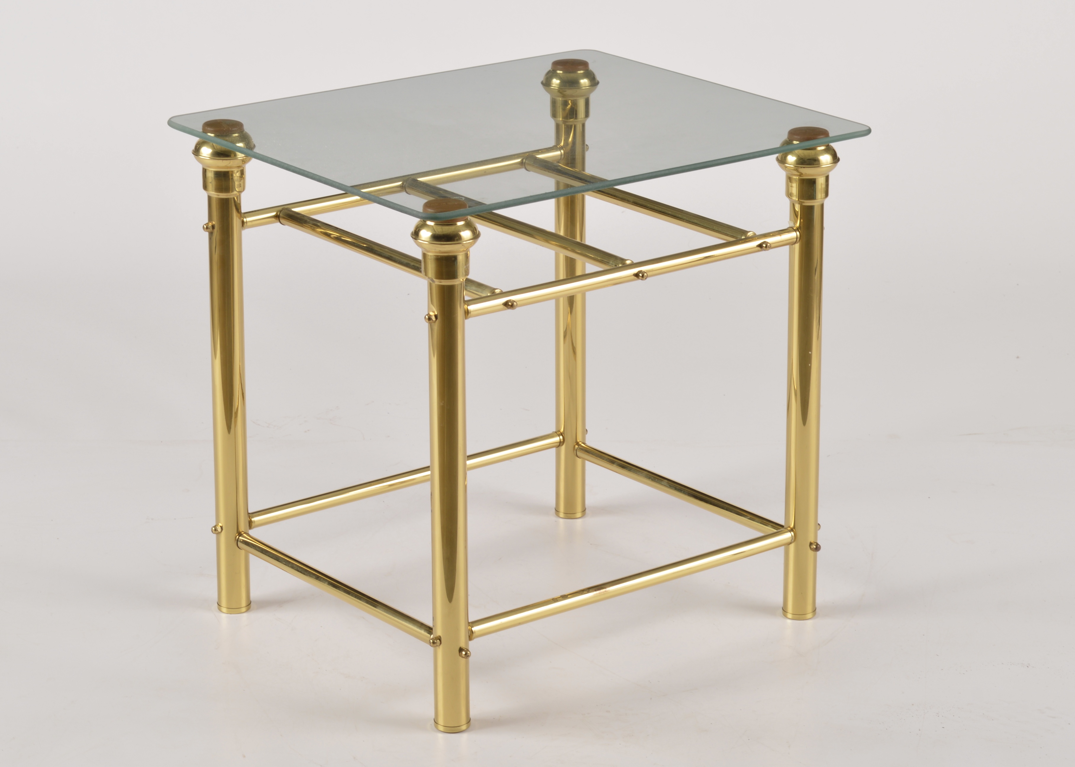Tubular Brass Side Table with Glass Top