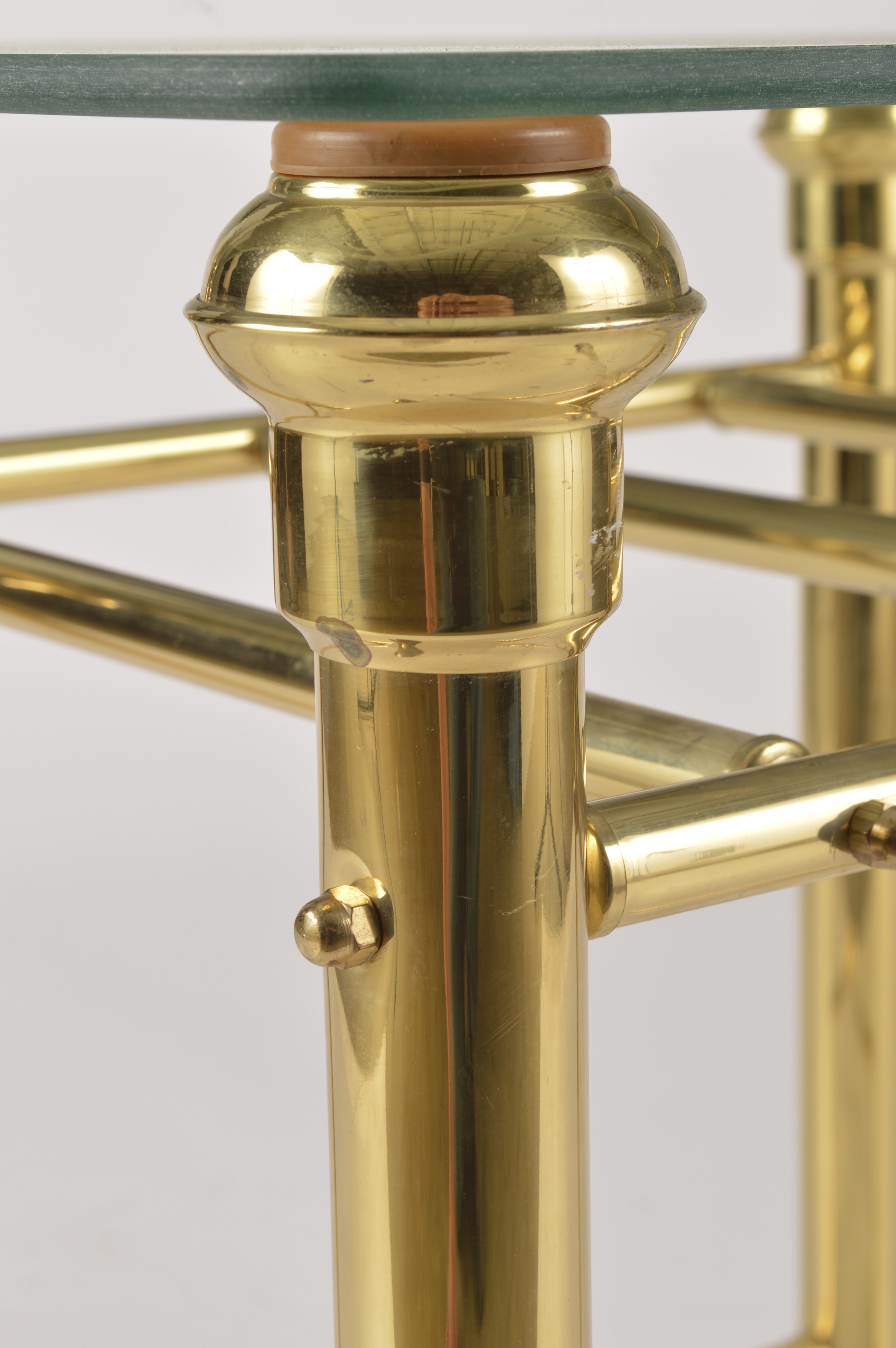 Tubular Brass Side Table with Glass Top