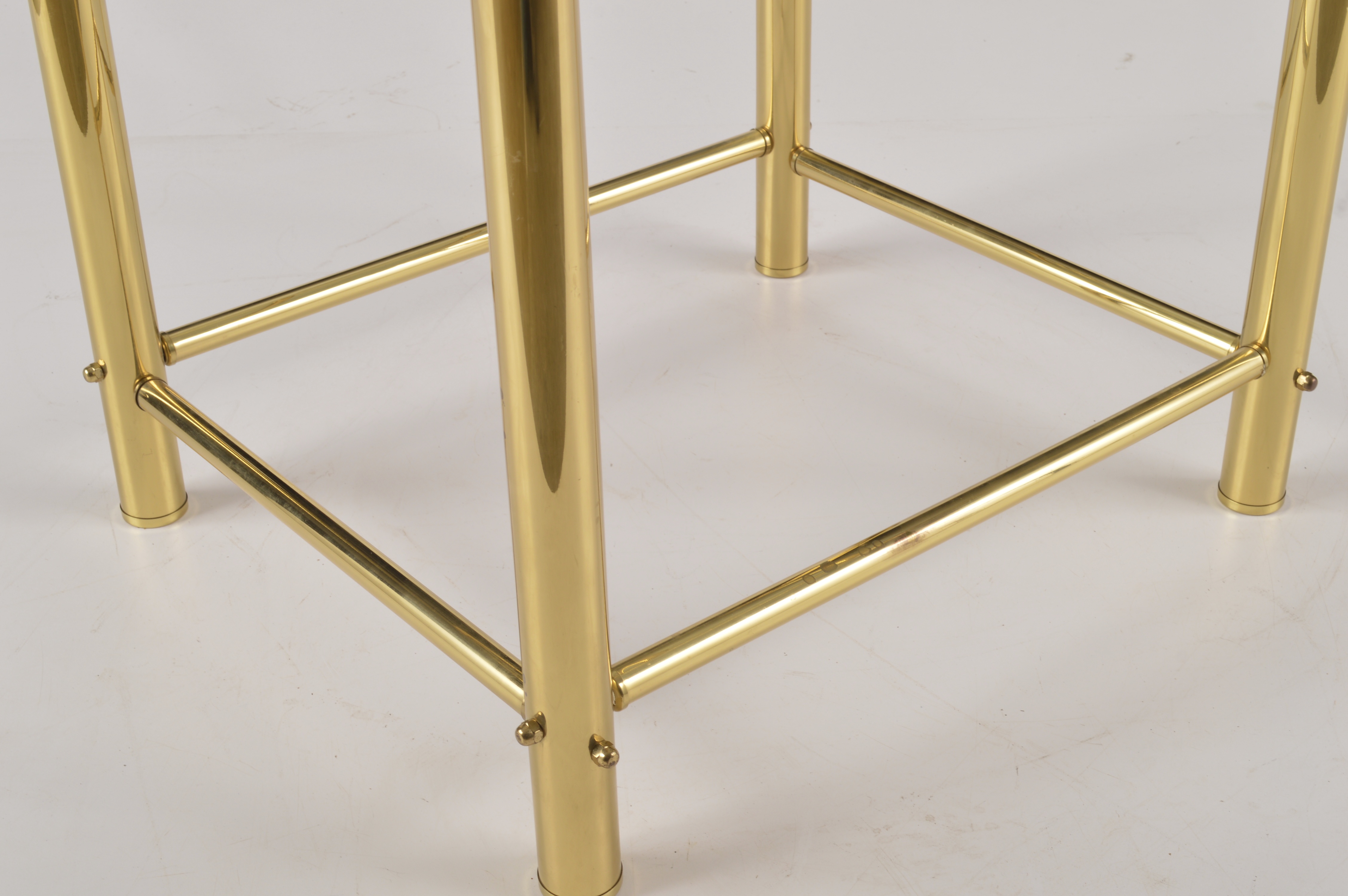 Tubular Brass Side Table with Glass Top
