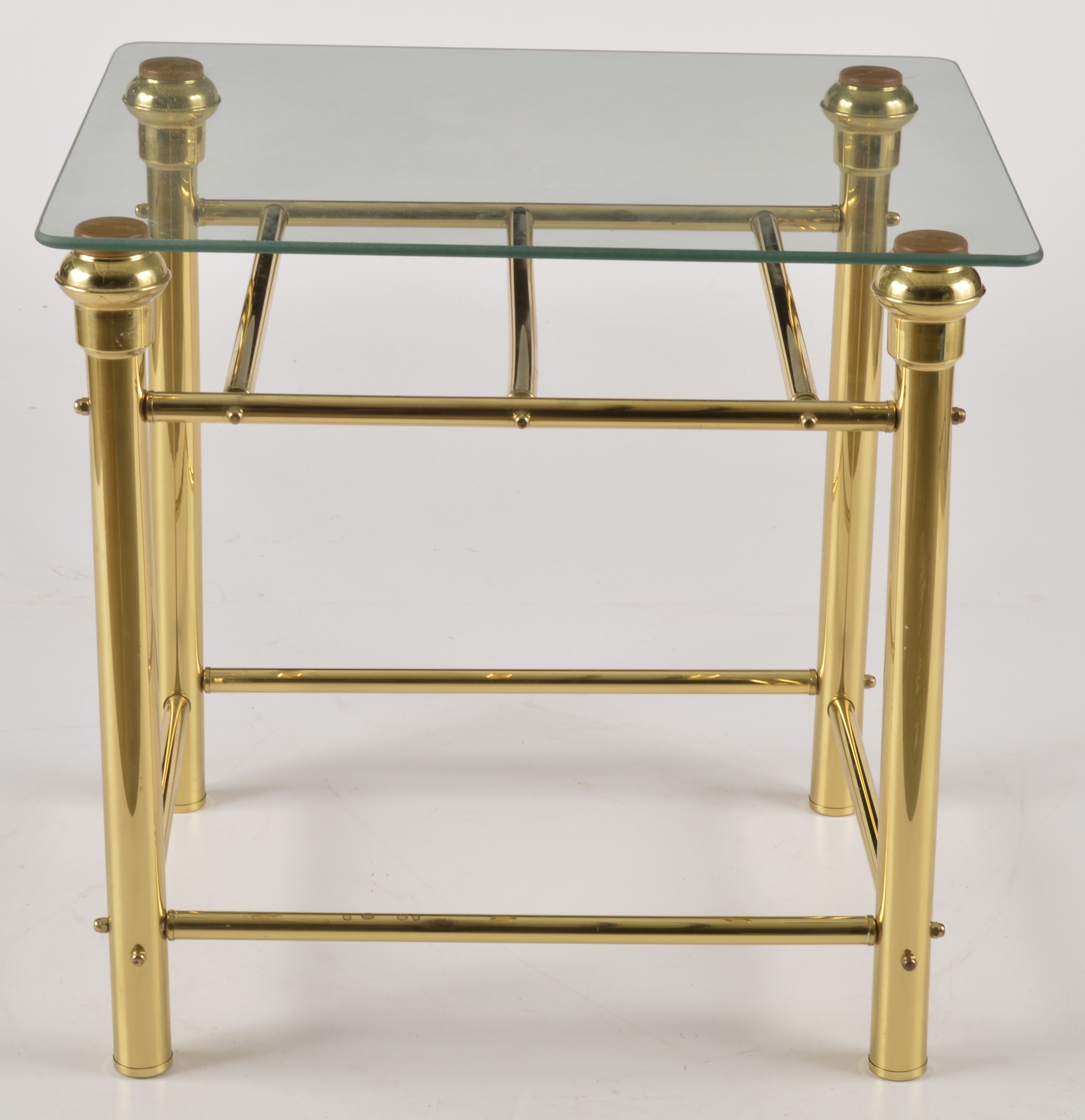 Tubular Brass Side Table with Glass Top