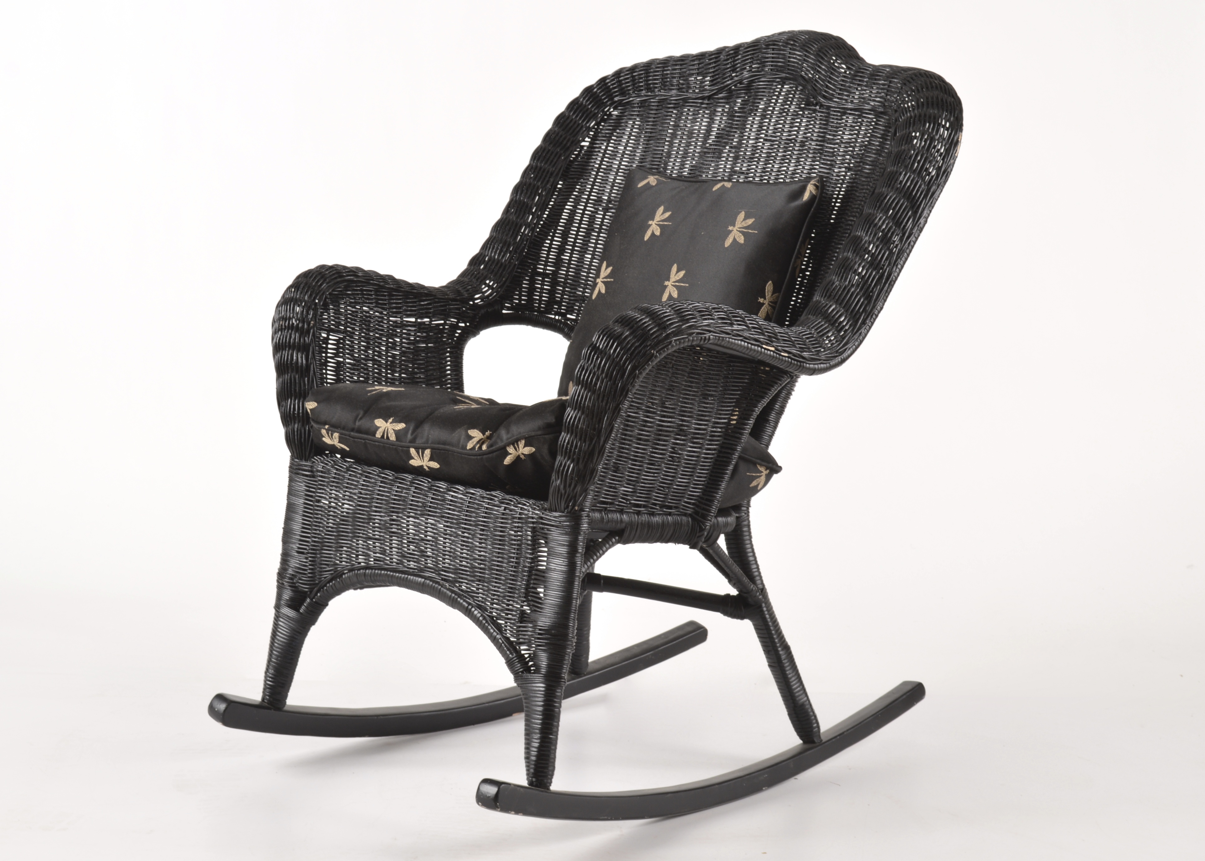 Black Painted Wicker Rocking Chair 