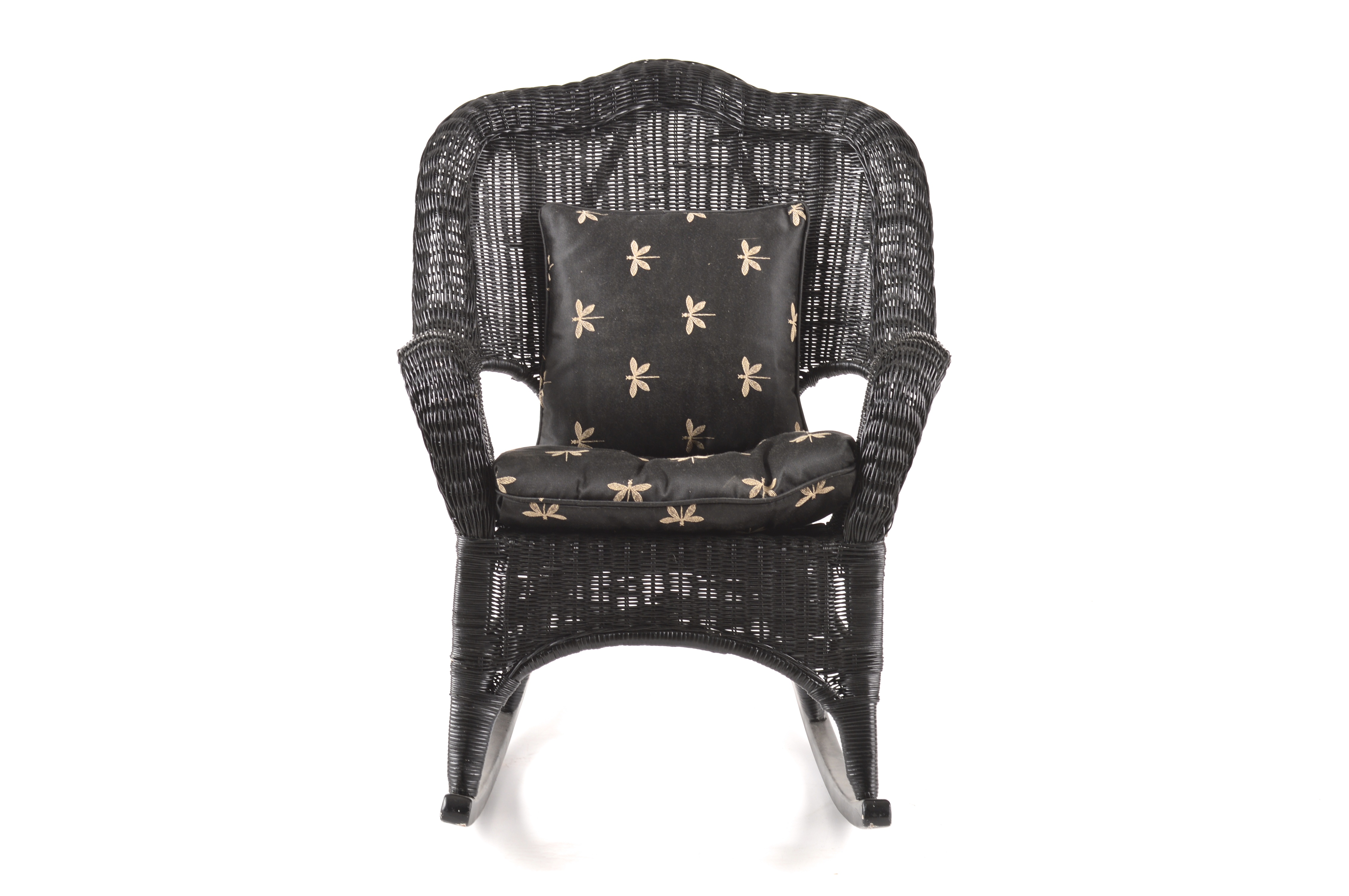 Black Painted Wicker Rocking Chair 
