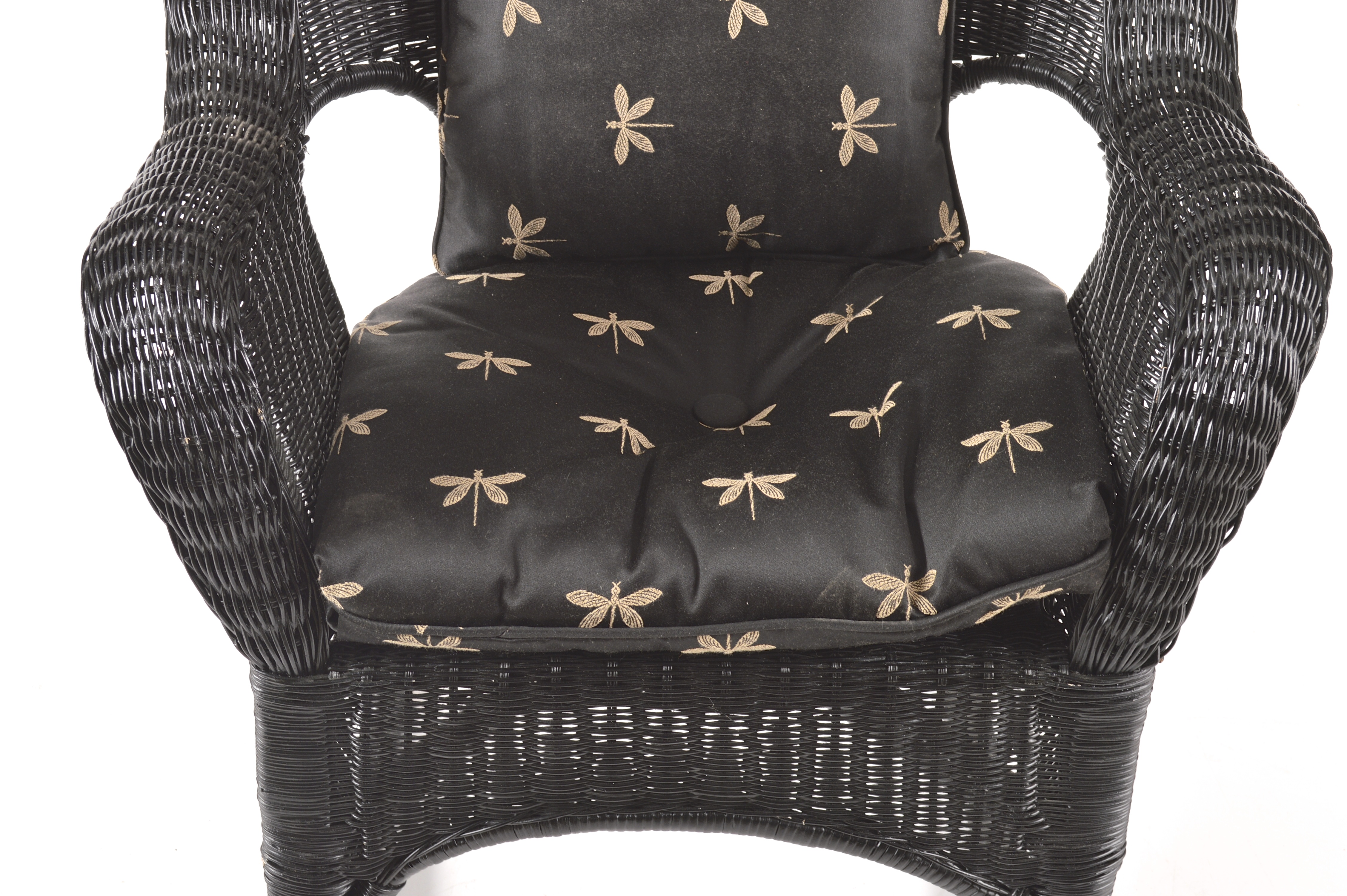 Black Painted Wicker Rocking Chair 
