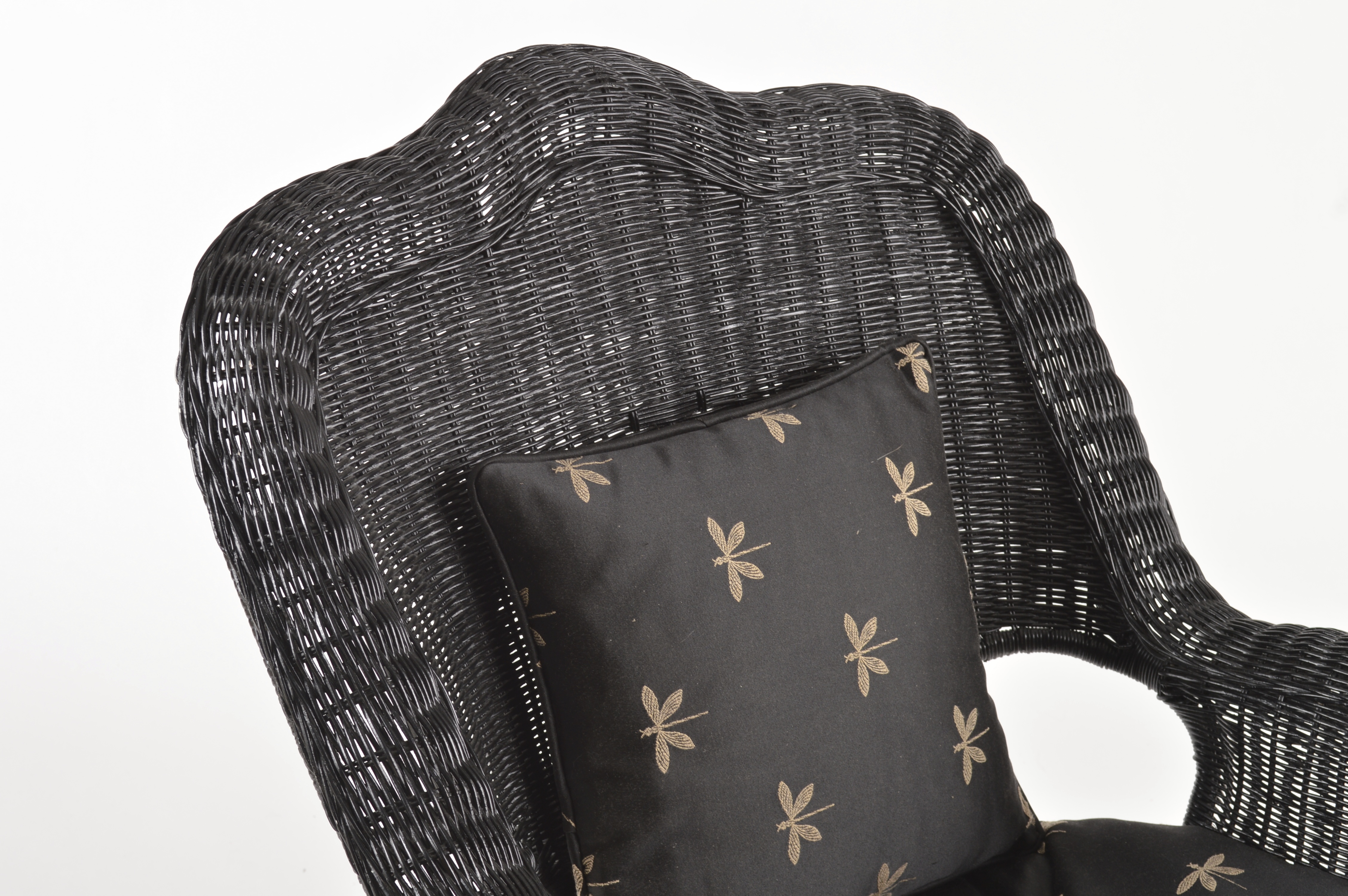 Black Painted Wicker Rocking Chair 