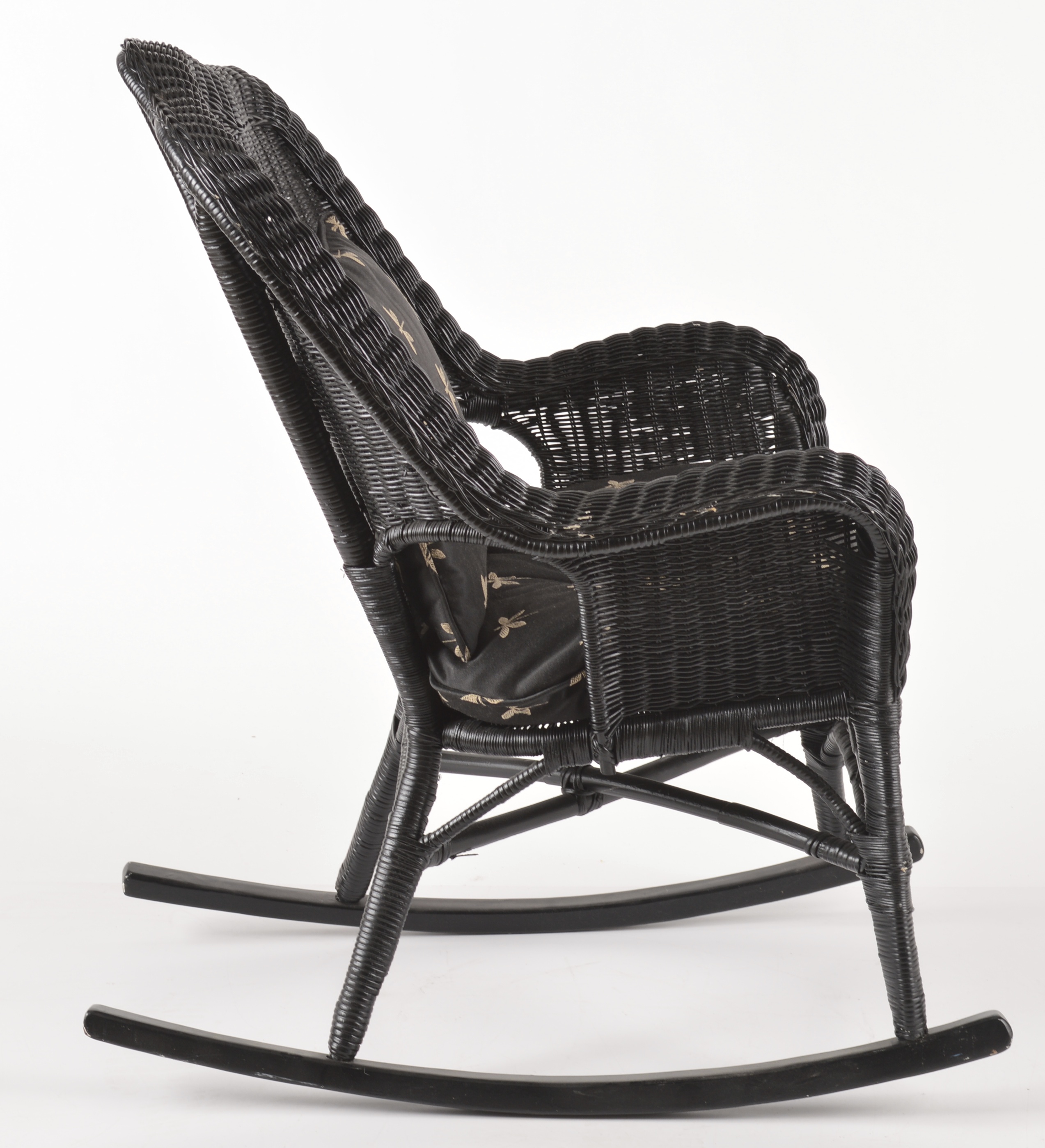 Black Painted Wicker Rocking Chair 