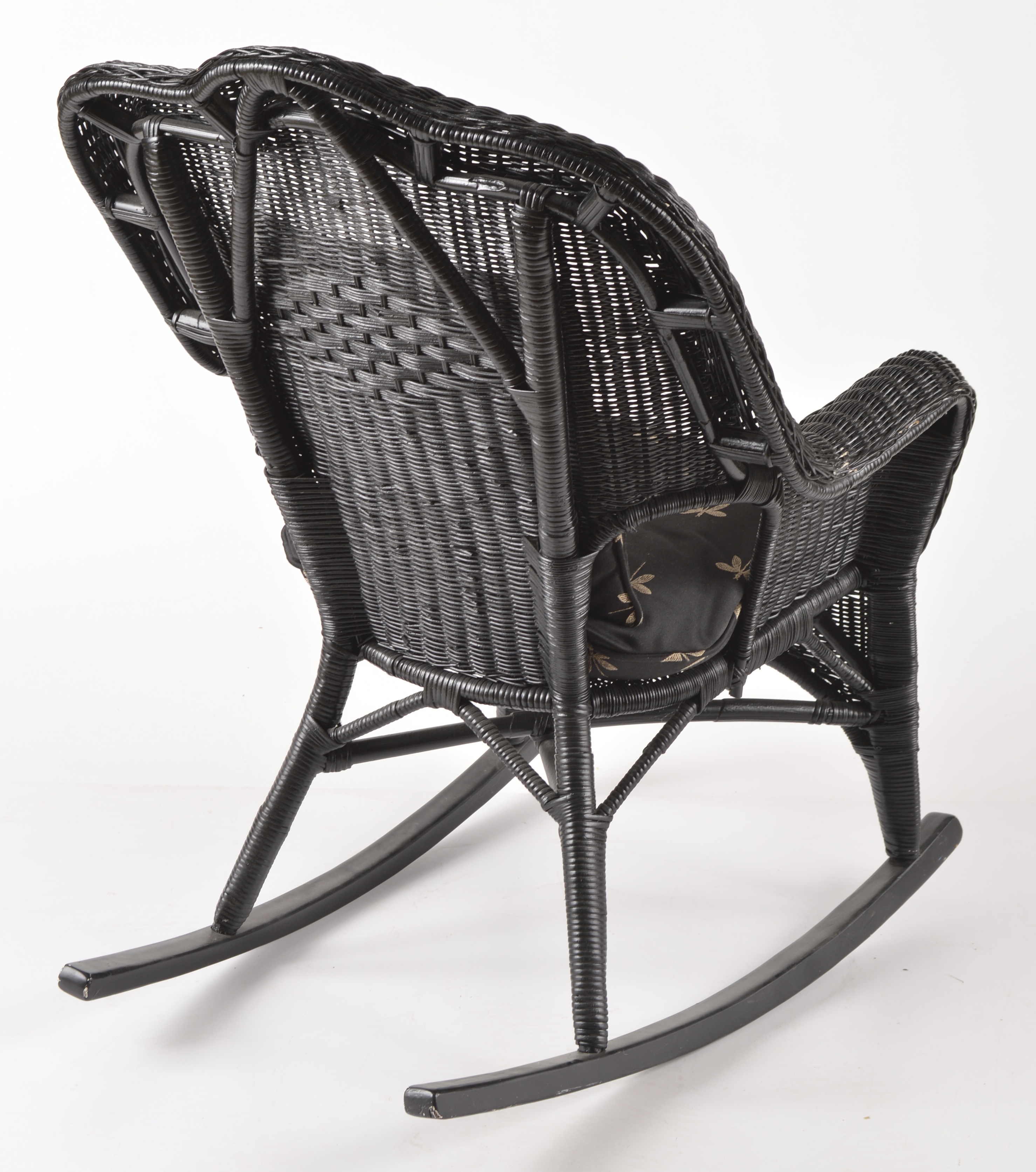 Black Painted Wicker Rocking Chair 