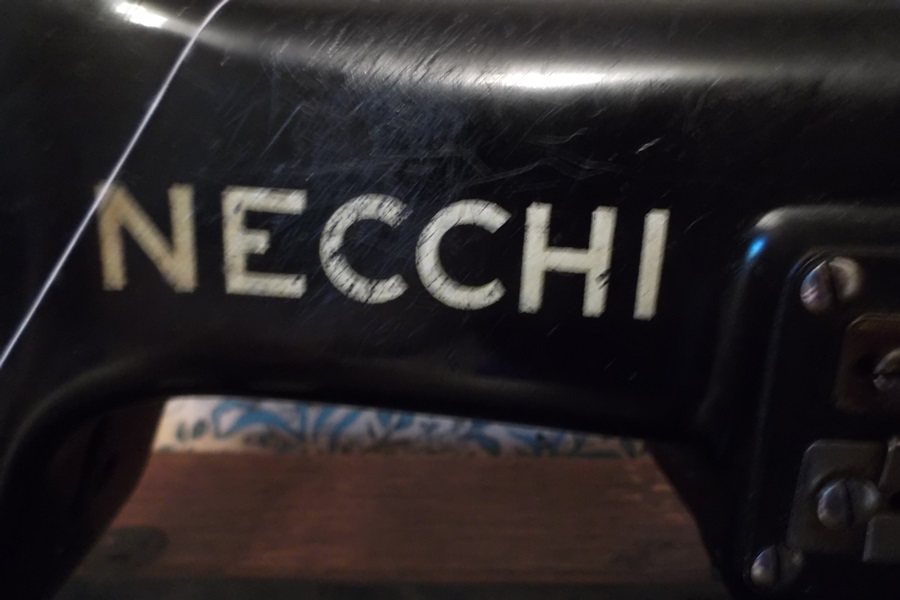 Converted Singer Treadle Sewing Table and Necchi Sewing Machine