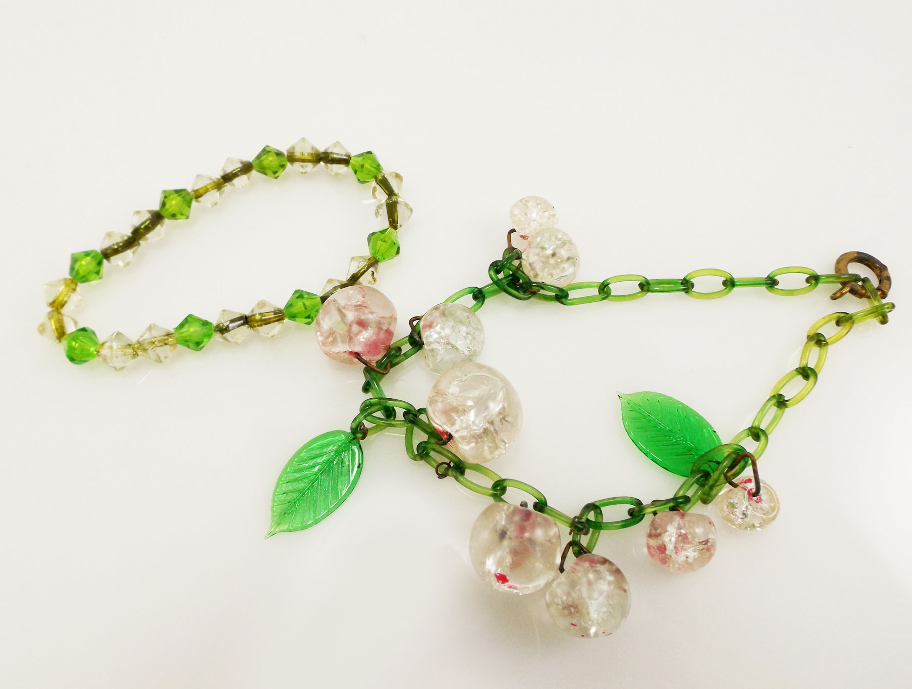 Vintage Glass Charm Bracelet and Choker