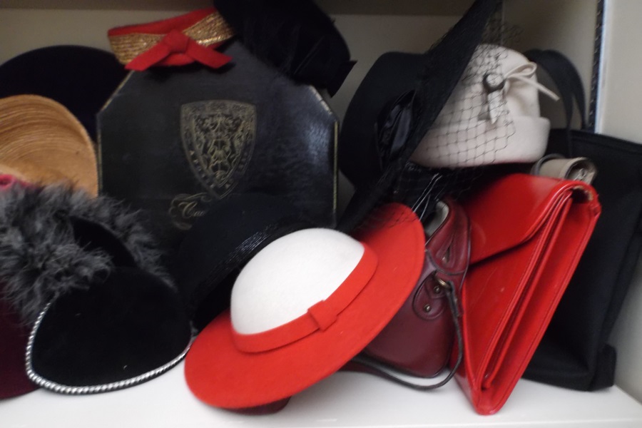 Assortment of Vintage Hats and Handbags  