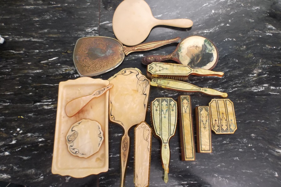Assortment of Vintage Celluloid Vanity items 