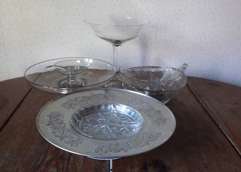 Assortment of Vintage Glass Serving Items