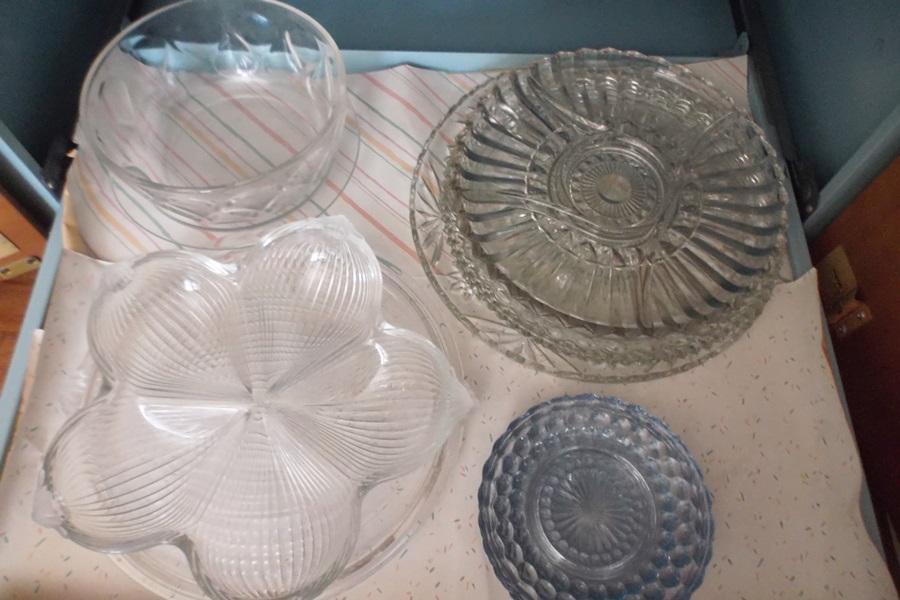Assortment of Vintage Glass Serving Items