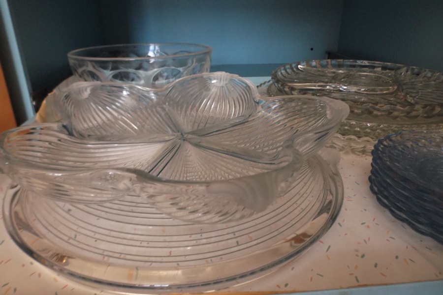 Assortment of Vintage Glass Serving Items