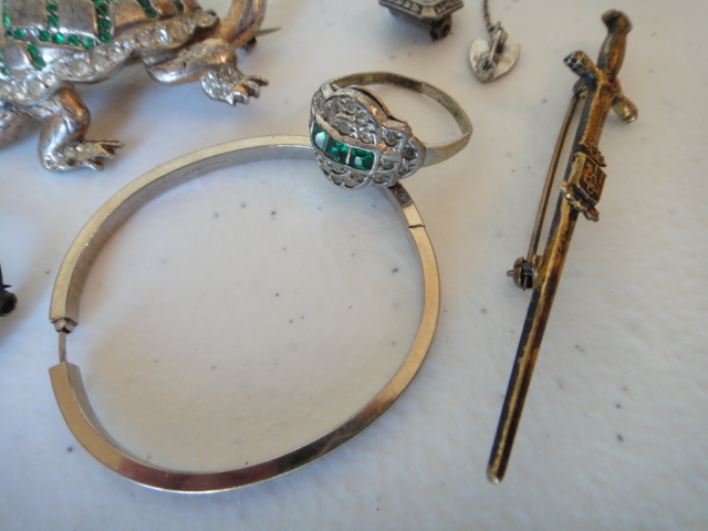 Vintage Sterling Jewelry Turtle, Childs Turquoise Bracelet & More