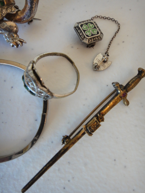 Vintage Sterling Jewelry Turtle, Childs Turquoise Bracelet & More