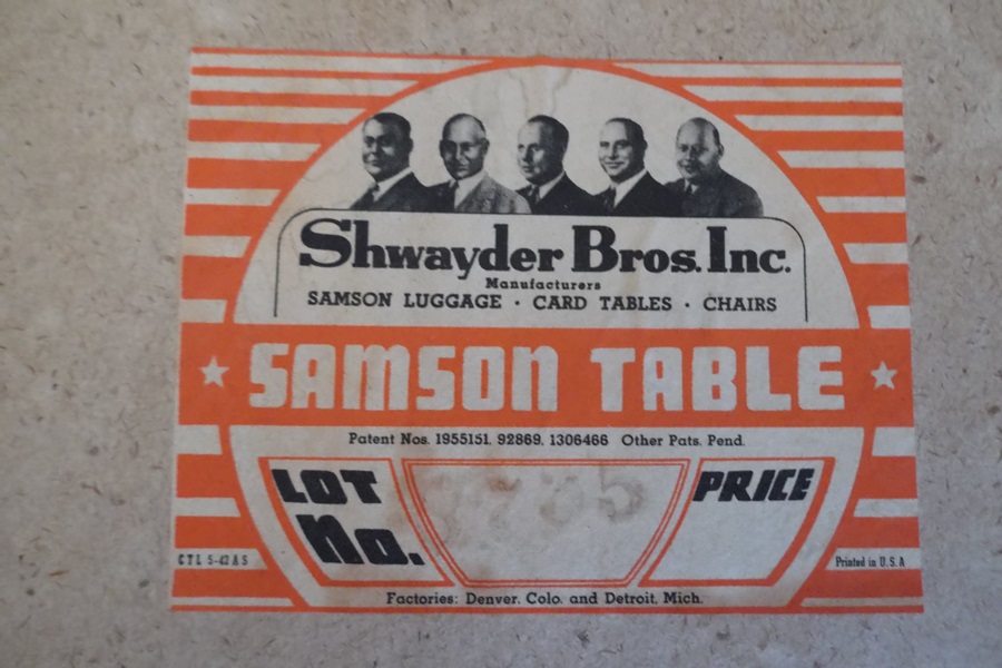 Vintage Shwayder Brothers Samson Folding Table