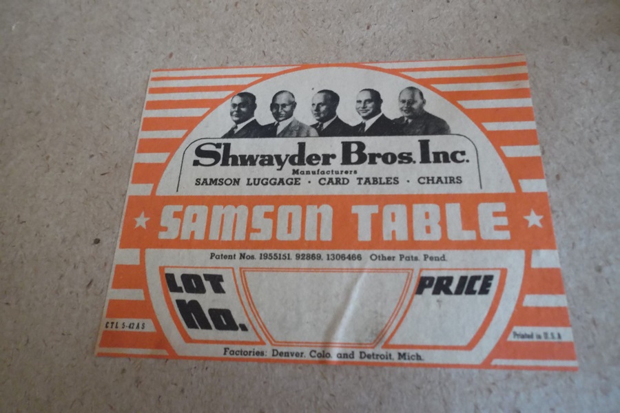 Vintage Shwayder Brothers Samson Folding Table