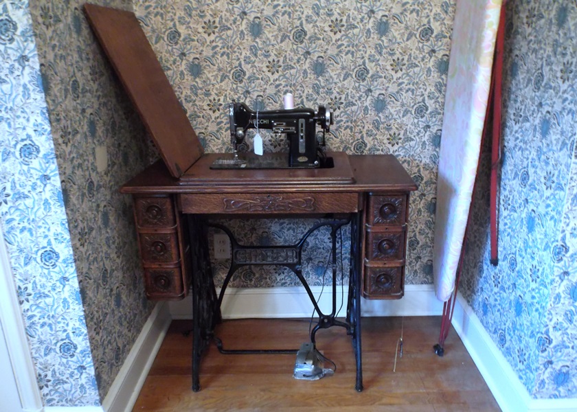 Converted Singer Treadle Sewing Table and Necchi Sewing Machine