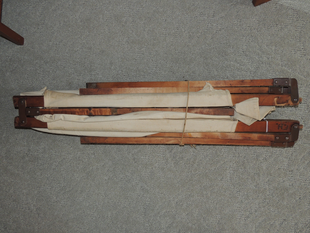 WWII Canvas and Wood Folding Military Cot