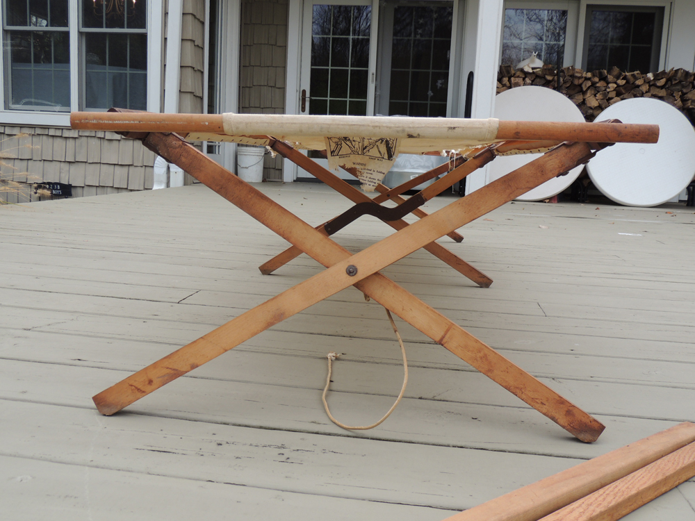 WWII Canvas and Wood Folding Military Cot