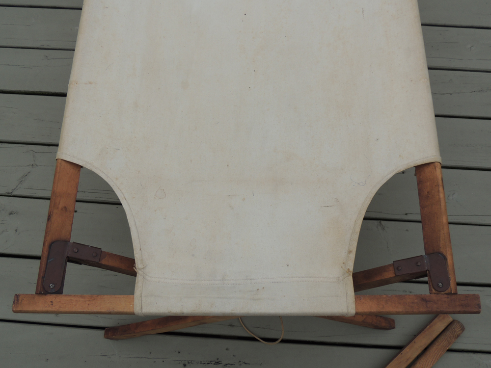 WWII Canvas and Wood Folding Military Cot