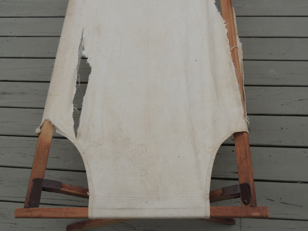 WWII Canvas and Wood Folding Military Cot