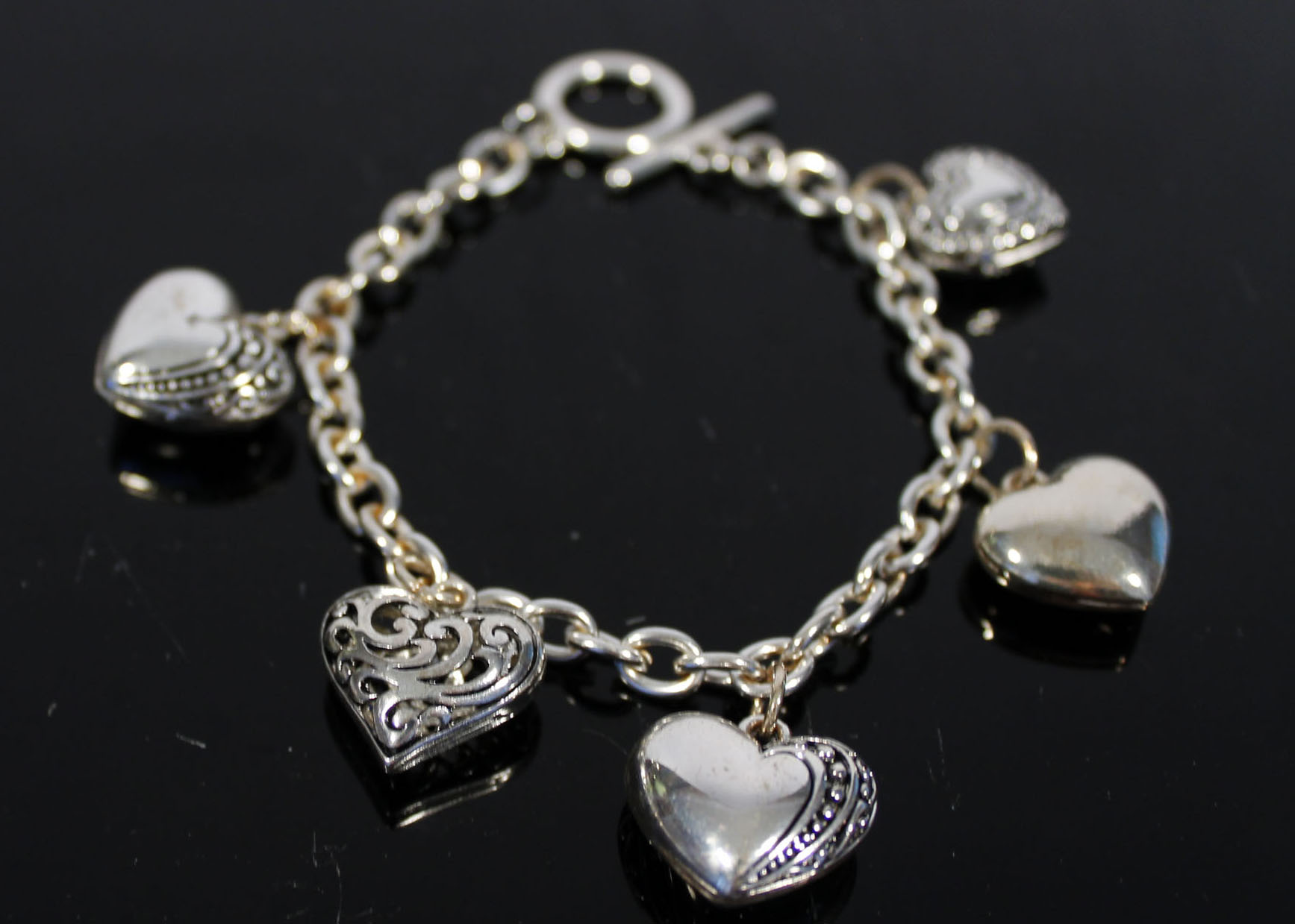 Heart Themed Silver Tone Jewelry