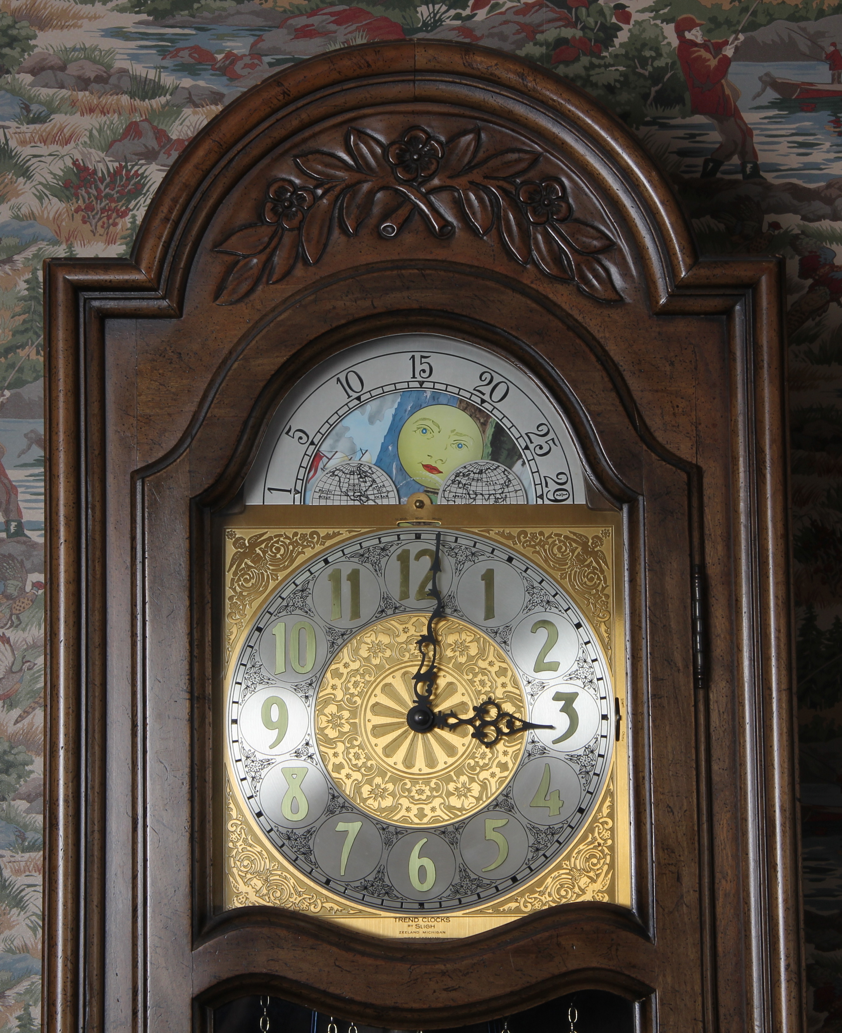 Sligh Trend Fruitwood Grandfather Clock