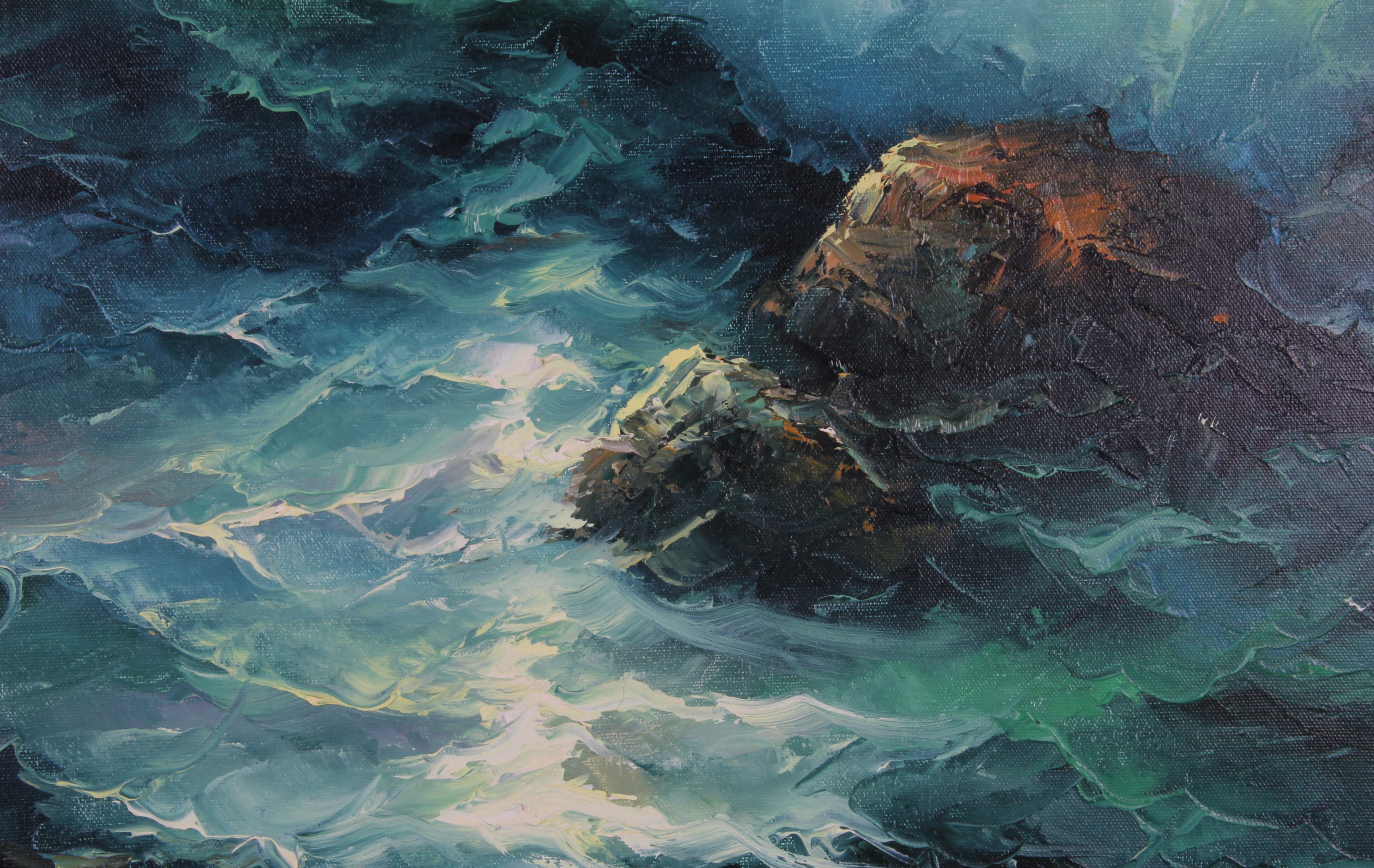 Original Engel Oil on Canvas Seascape