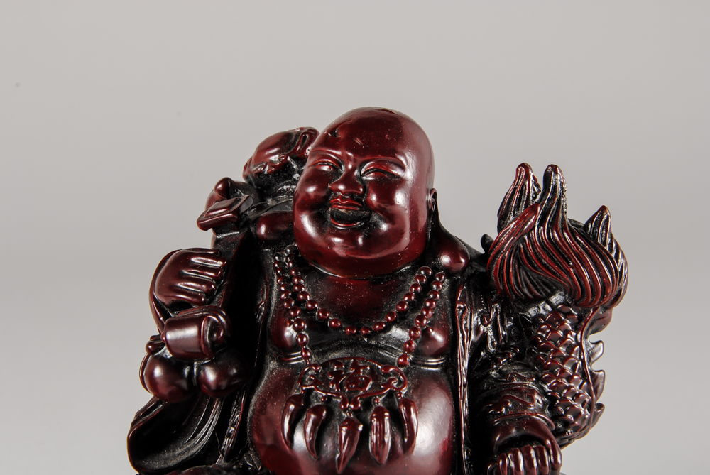 Chinese Red Resin Buddha's and Rabbit Figurines