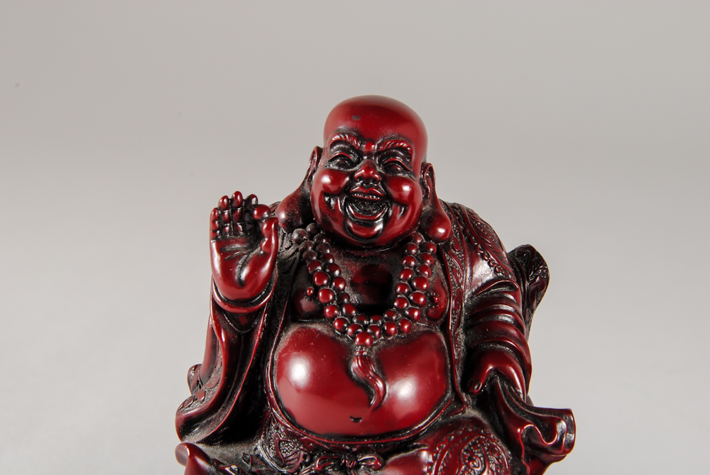 Chinese Red Resin Buddha's and Rabbit Figurines
