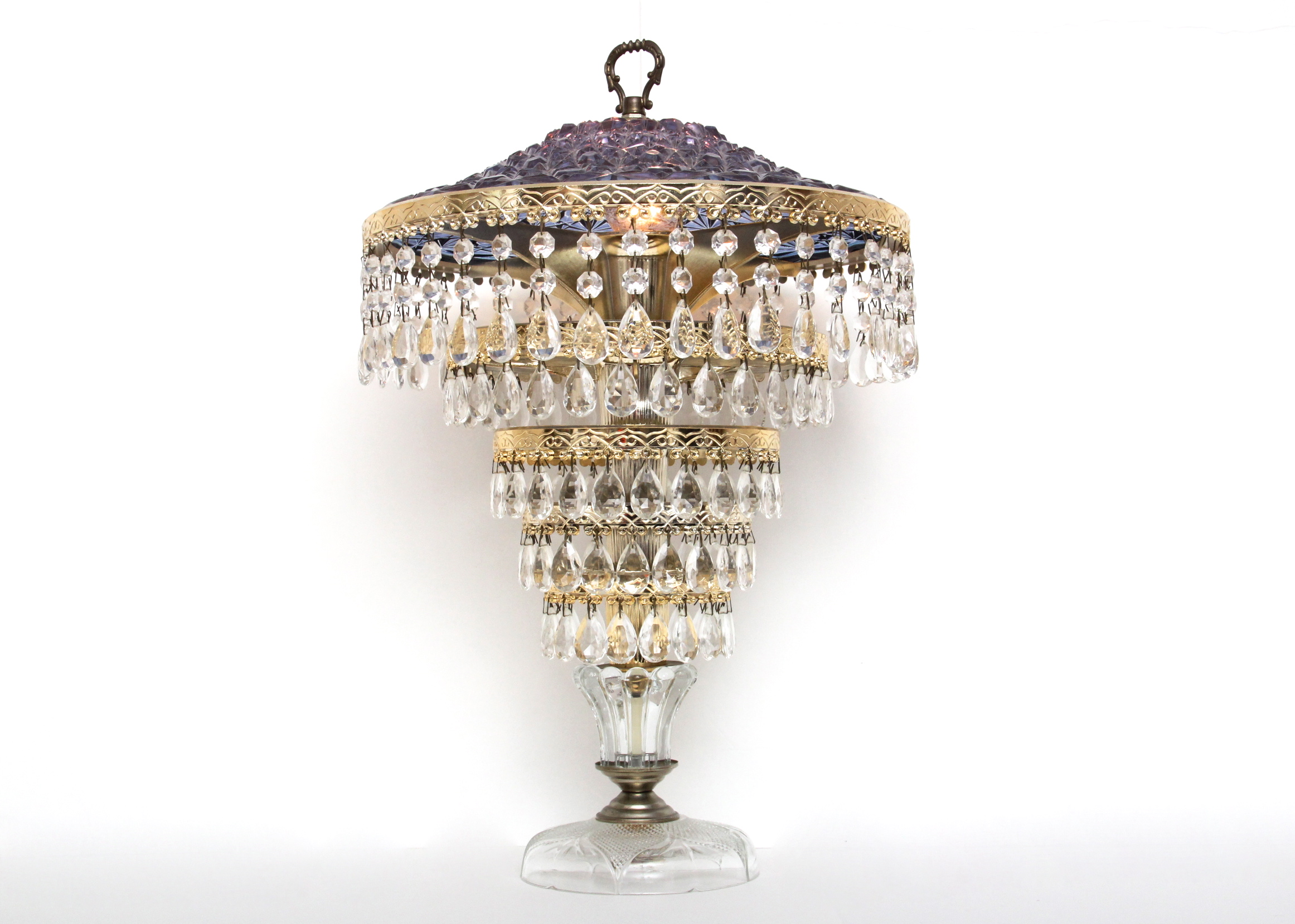Vintage Wedding Cake Crystal Chandelier Lamp with Crystal Dome