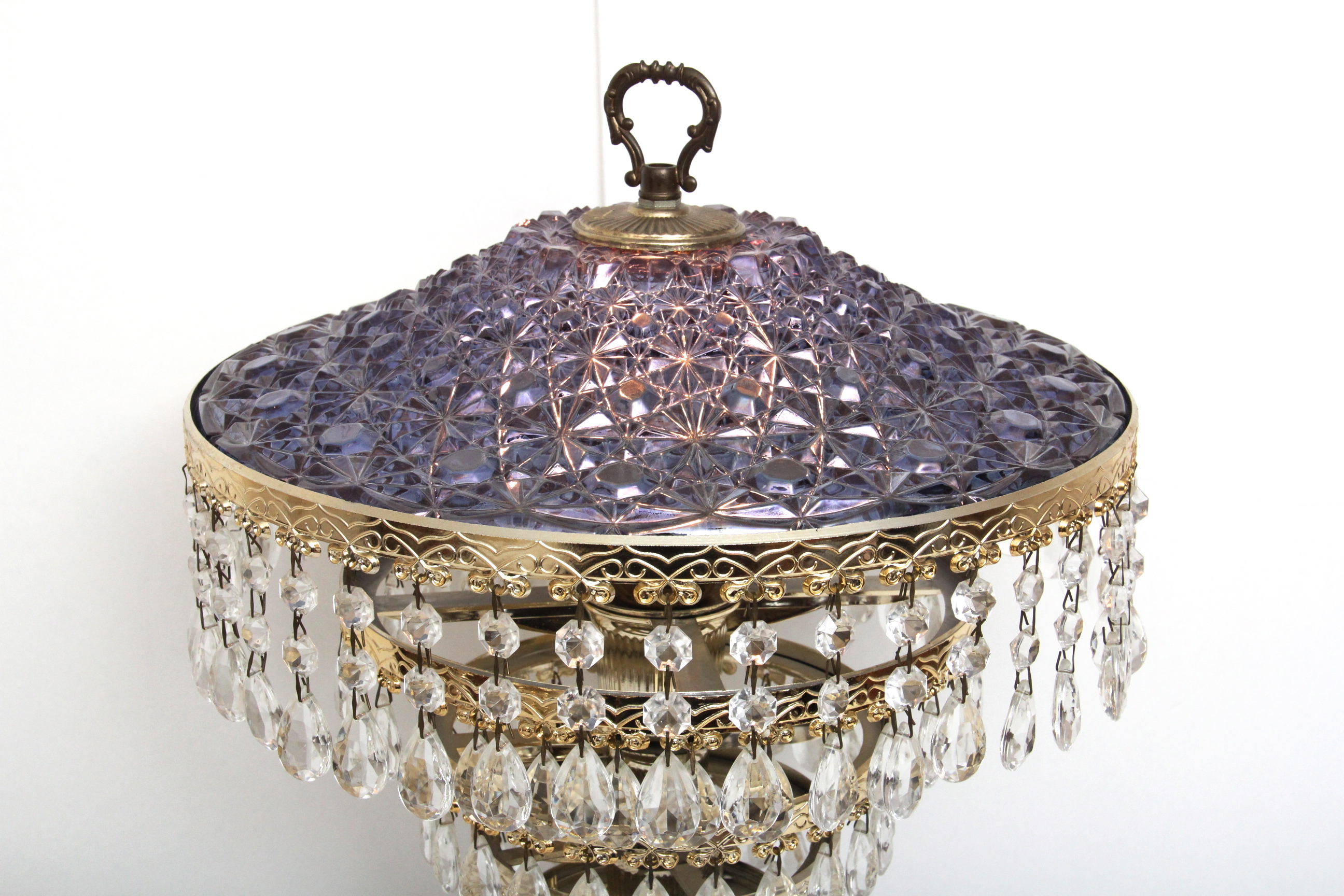 Vintage Wedding Cake Crystal Chandelier Lamp with Crystal Dome