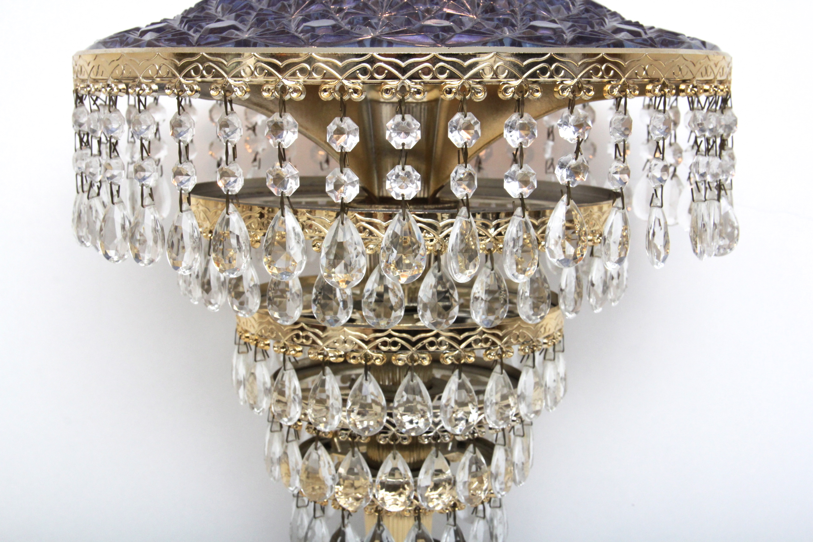 Vintage Wedding Cake Crystal Chandelier Lamp with Crystal Dome