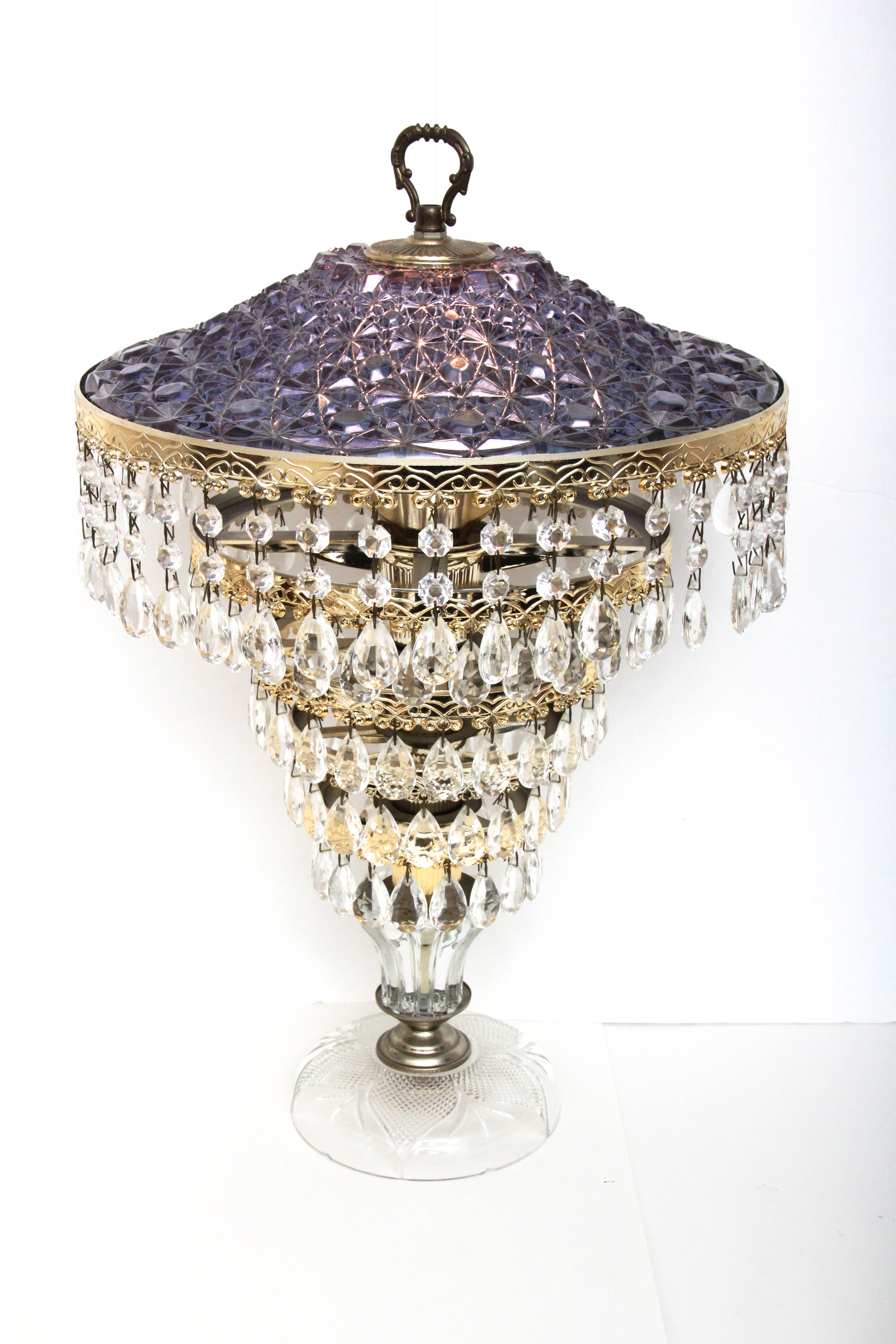 Vintage Wedding Cake Crystal Chandelier Lamp with Crystal Dome