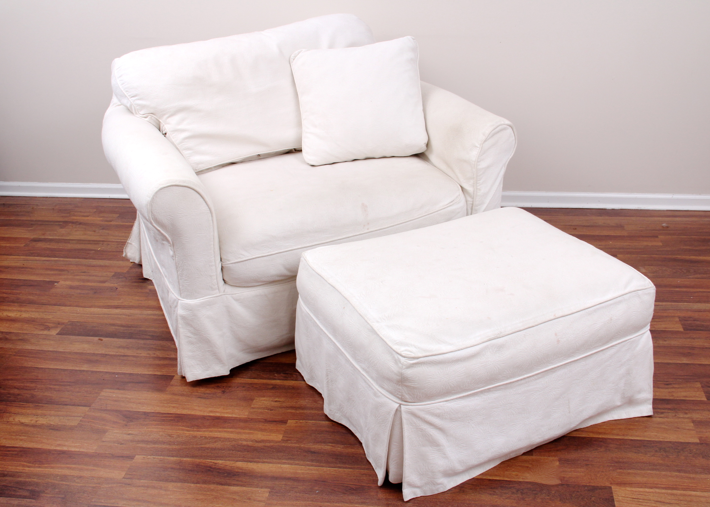 Arhaus Chair and Ottoman with Camden Collection Slipcovers