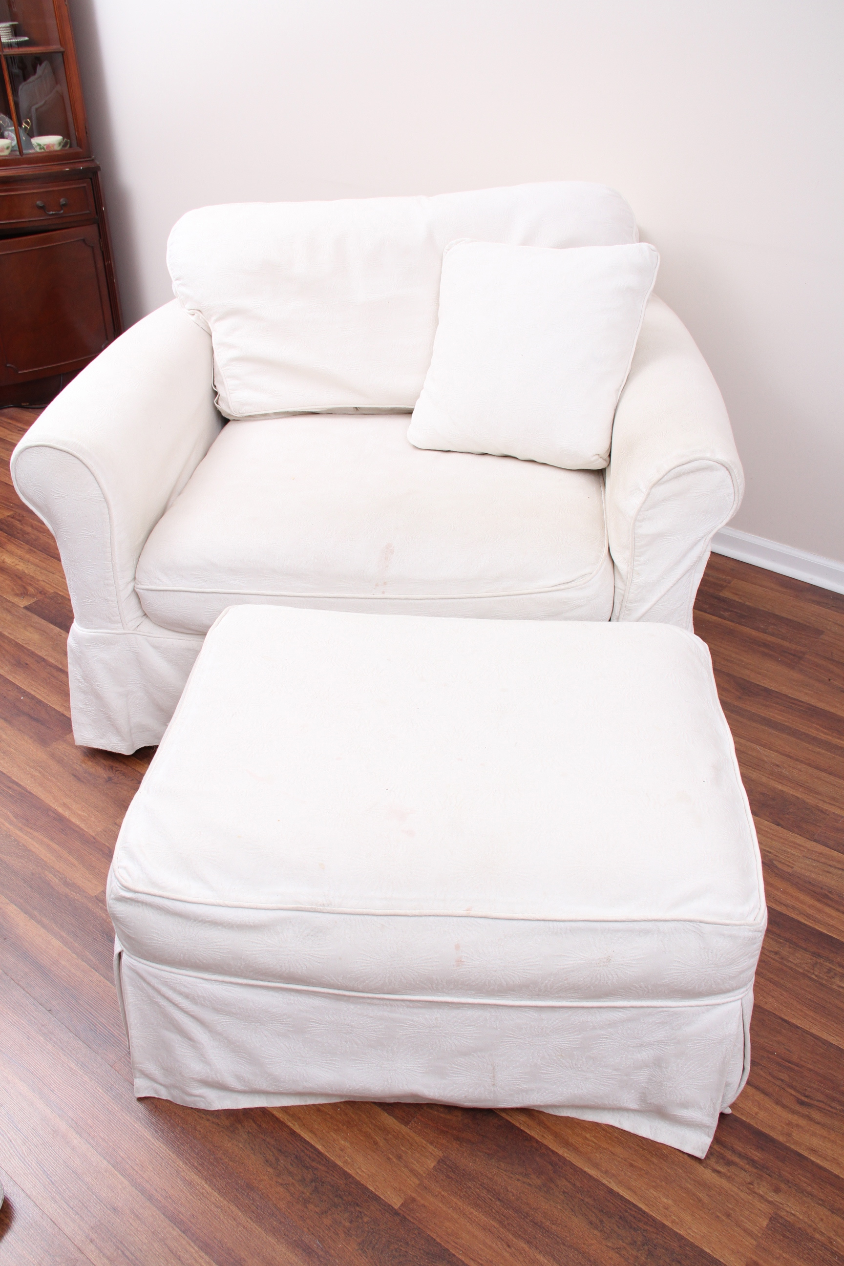 Arhaus Chair and Ottoman with Camden Collection Slipcovers