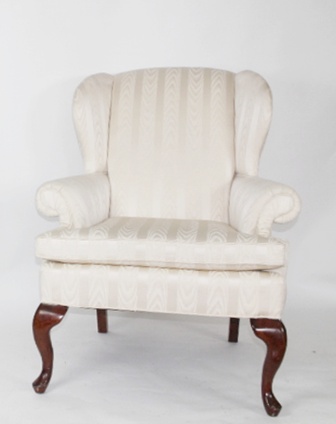 Ivory Flame Chintz Chippendale Style Wingback Chair