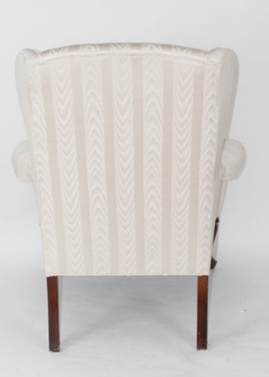 Ivory Flame Chintz Chippendale Style Wingback Chair