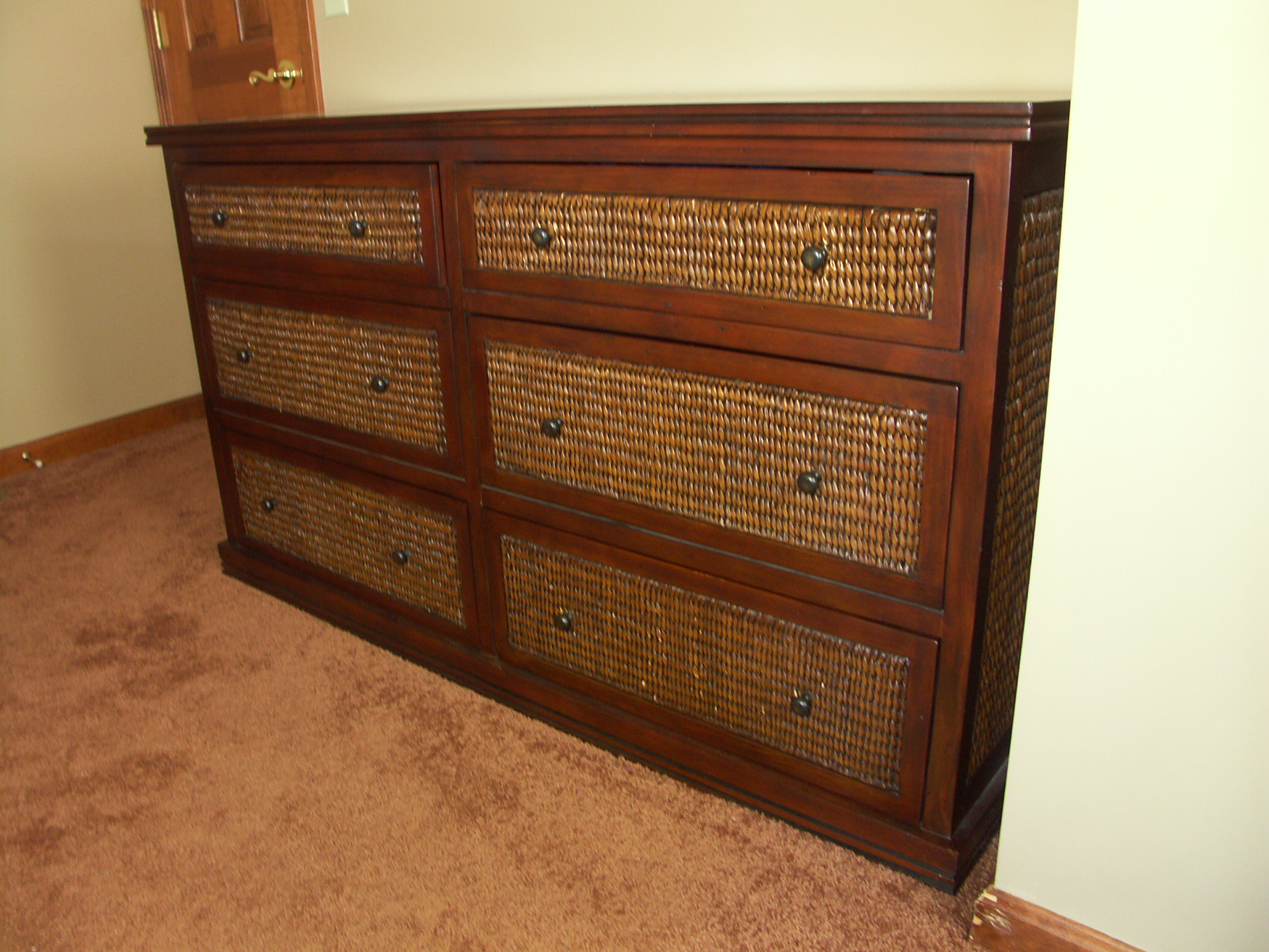 Contemporary Pier 1 Rattan and Wood Dresser