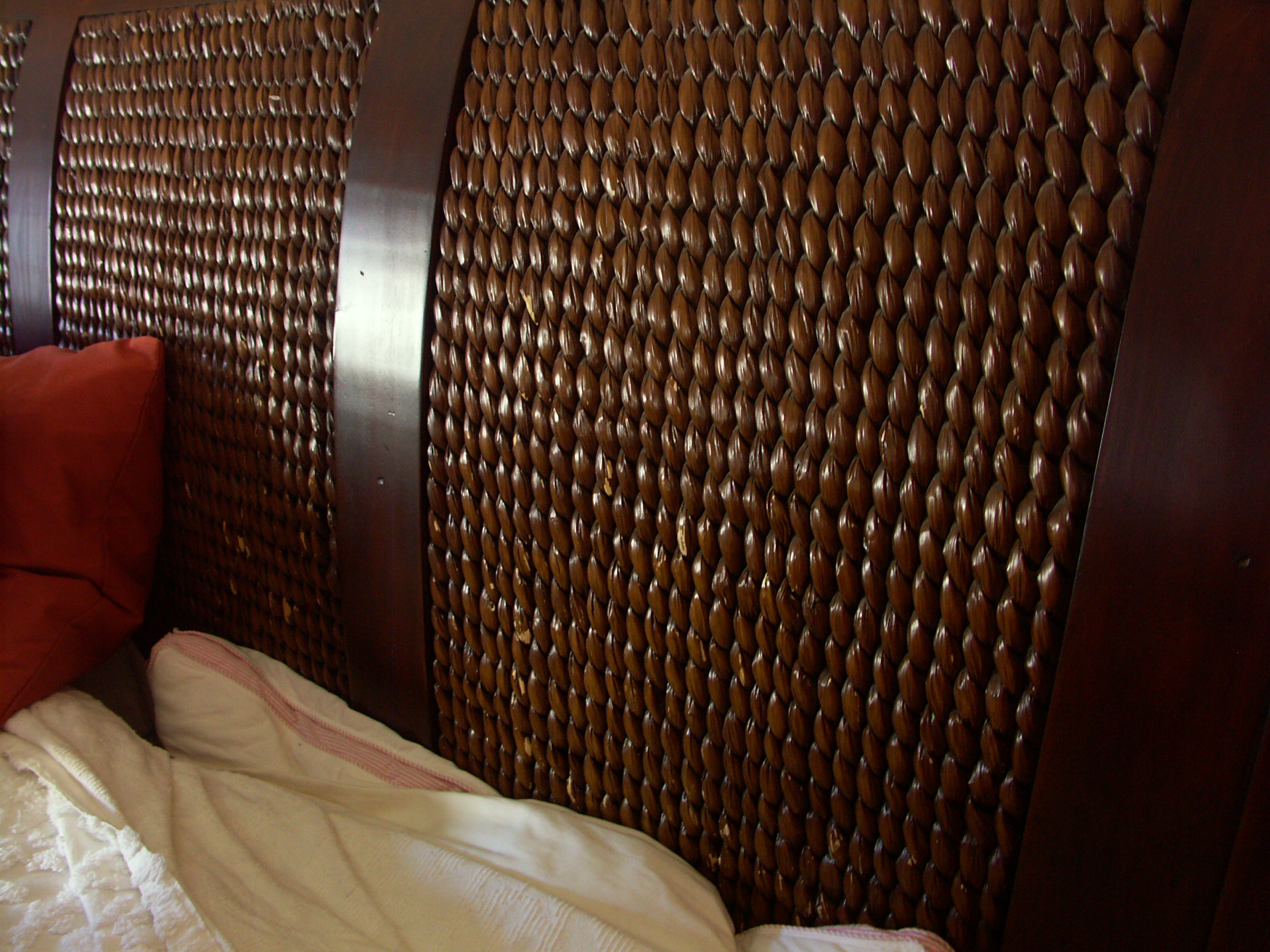 Contemporary Pier 1 Rattan and Wood King Size Bed