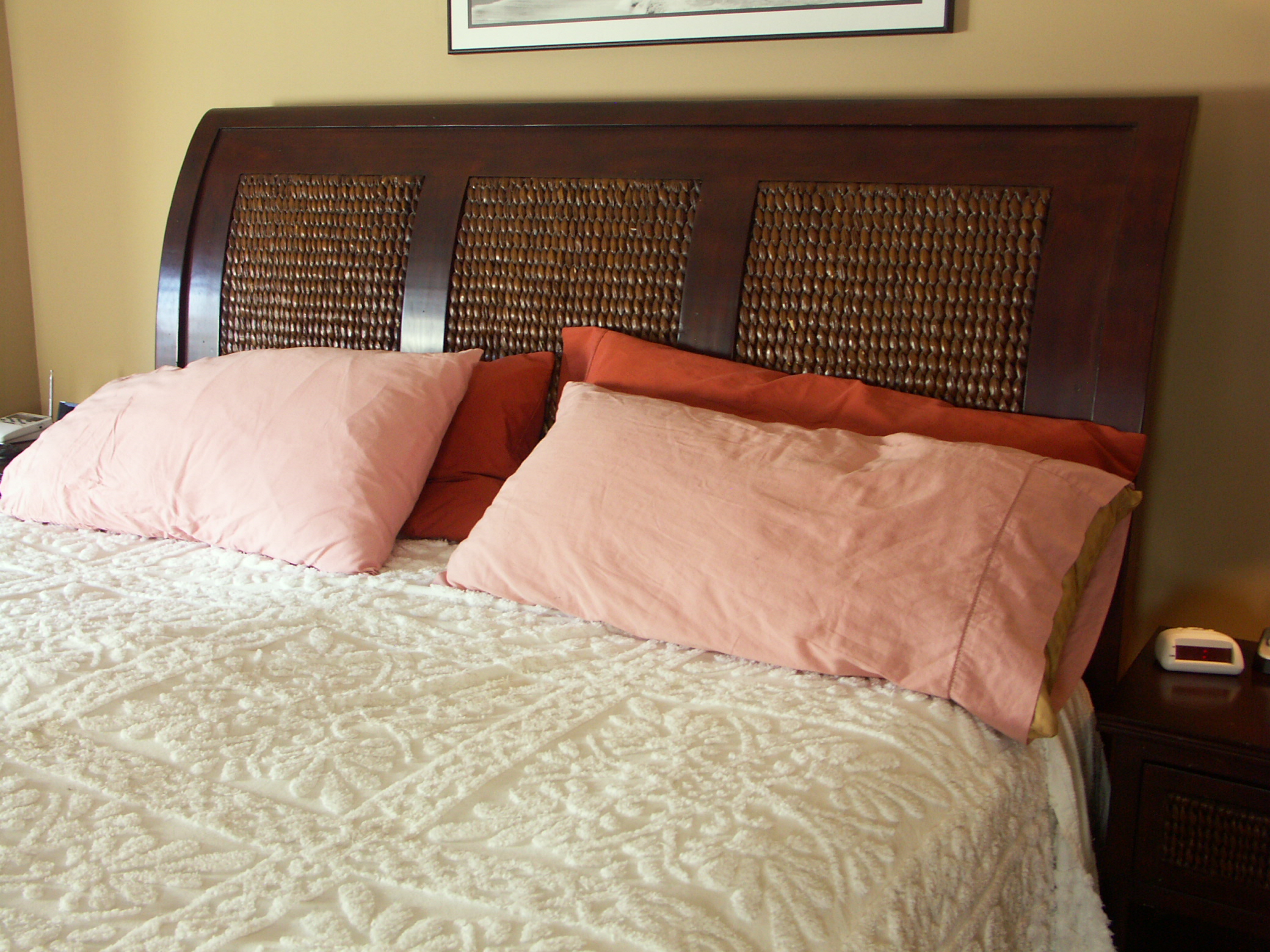 Contemporary Pier 1 Rattan and Wood King Size Bed