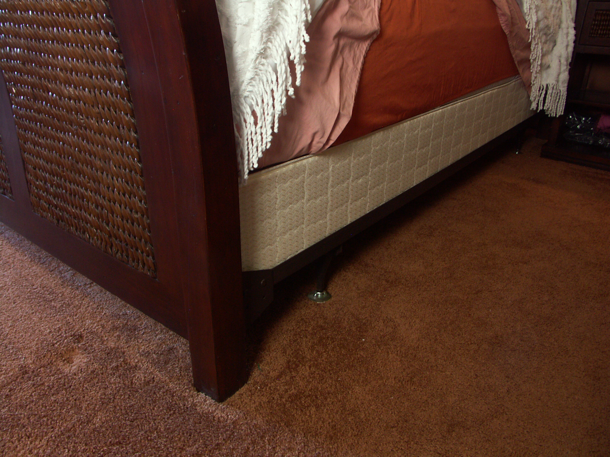 Contemporary Pier 1 Rattan and Wood King Size Bed