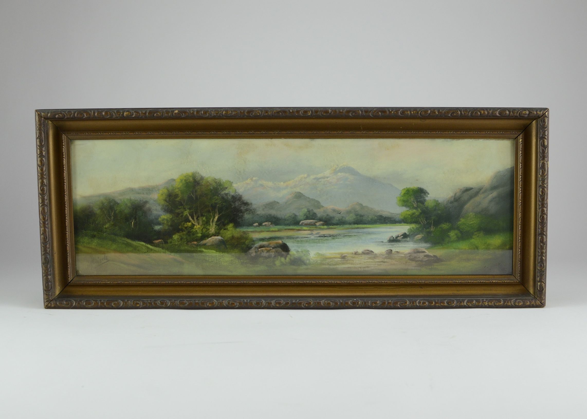Vintage Original Pastel Chalk Landscape Signed 'Frisch'