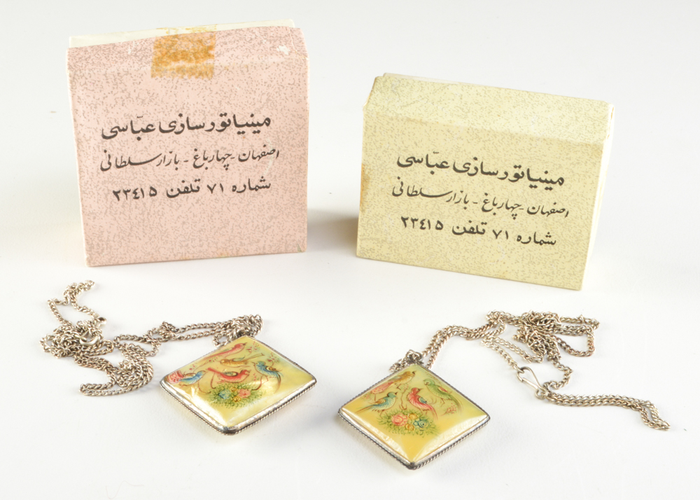 Pair of Persian Hand Decorated Pendants