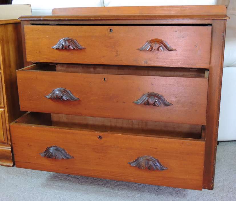 Antique Chest of Drawers with Carved Wood Handles