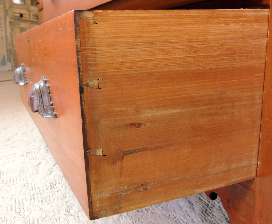 Antique Chest of Drawers with Carved Wood Handles