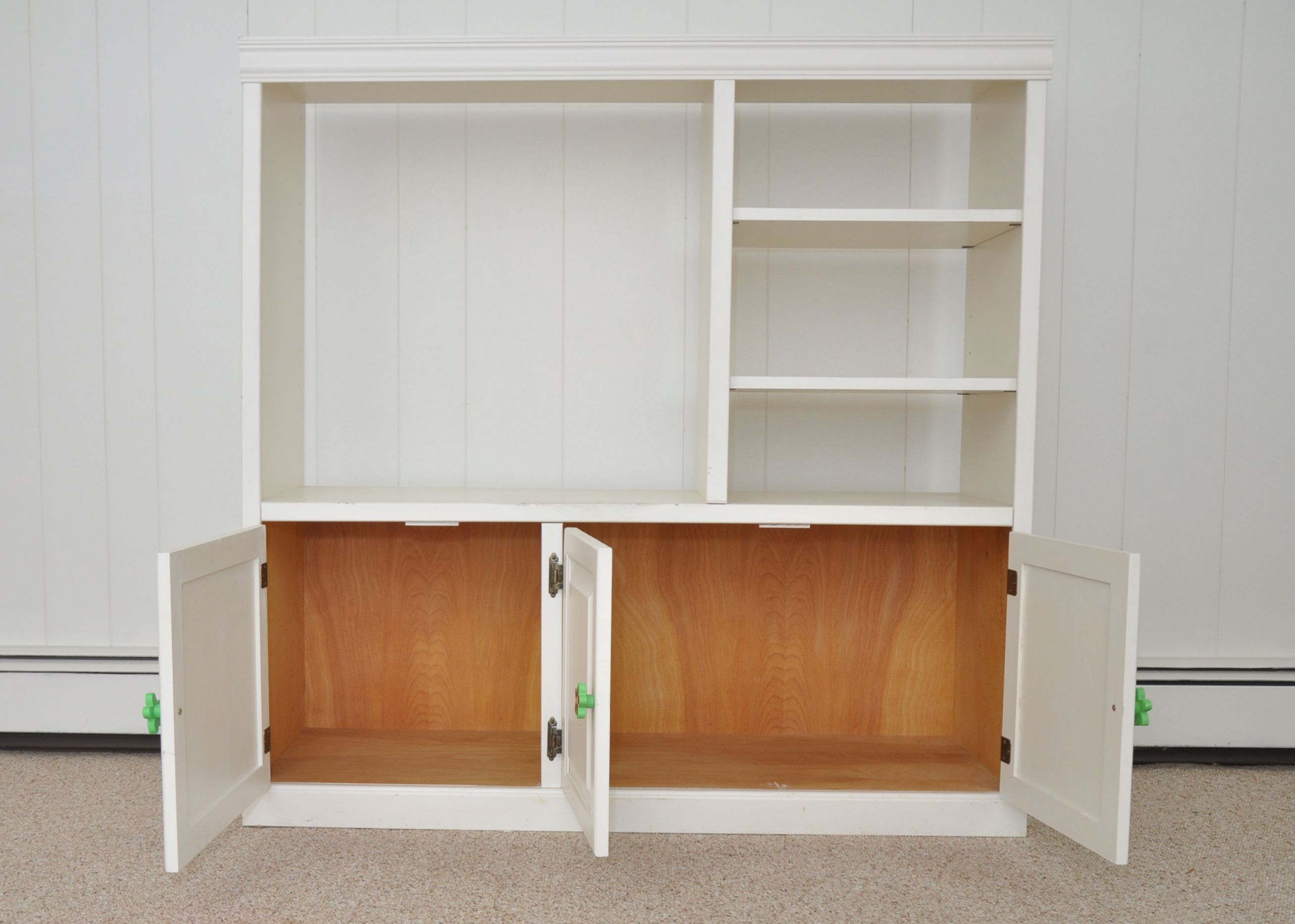 Vintage White Painted Wood Entertainment Center